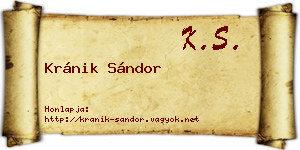 Kránik Sándor névjegykártya