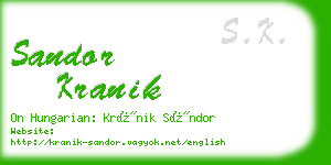 sandor kranik business card